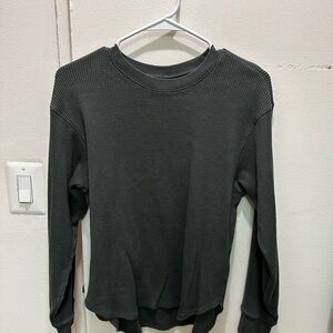 Uniqlo Women's Green Waffle Knit Sweatshirt
